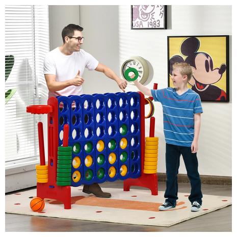 Giant Connect 4 Game Set w/Basketball Hoop (4 Colors)