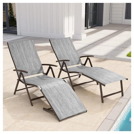 2-Pack Outdoor Chaise Lounge Chair