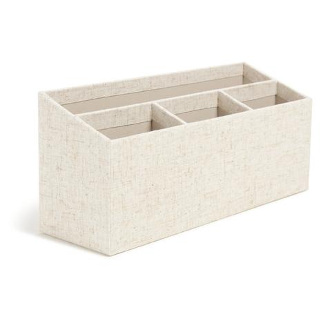 Two-Tier Linen Wrapped Desk Storage Box