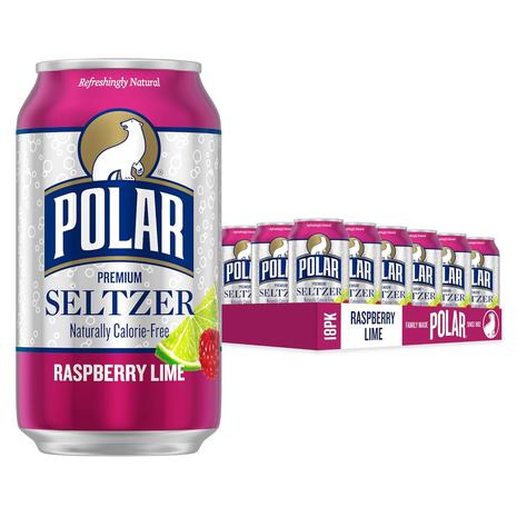 18-Pack Polar Seltzer Water Raspberry Lime