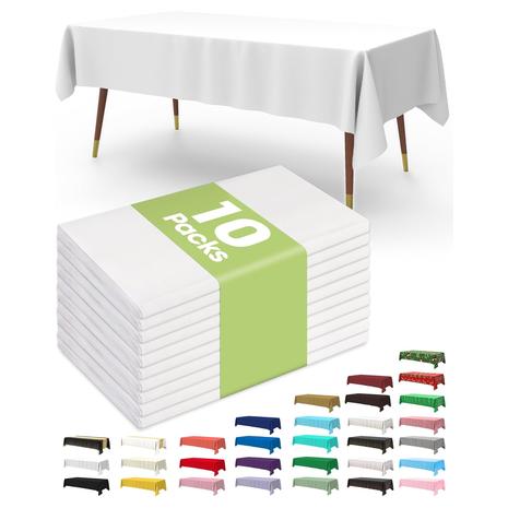 10-Pack 54"x"72 Disposable Plastic Table Cloths