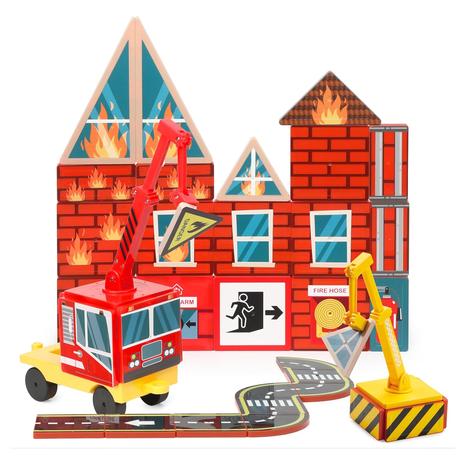 40 Piece Magnetic Firefighting City Rescue Set