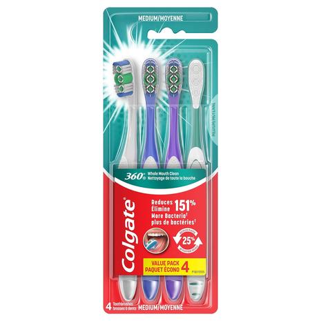 4-Pack Colgate 360 Adult Toothbrush