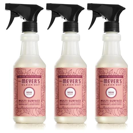 3 Bottles Of Mrs. Meyer's Clean Day Rose All-Purpose Cleaner