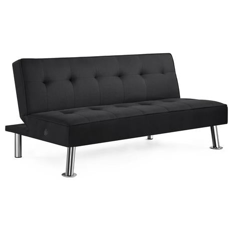 Modern Fabric Convertible Futon with USB