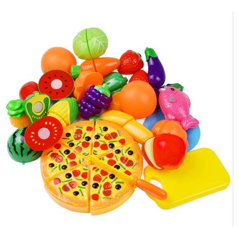 24-Piece Pretend Play Kitchen Plastic Cutting Food