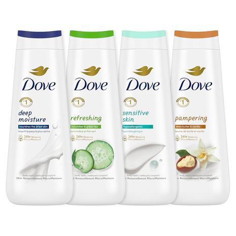 4-Pack Dove Body Wash Collection w/24hr Renewing MicroMoisture (20oz)