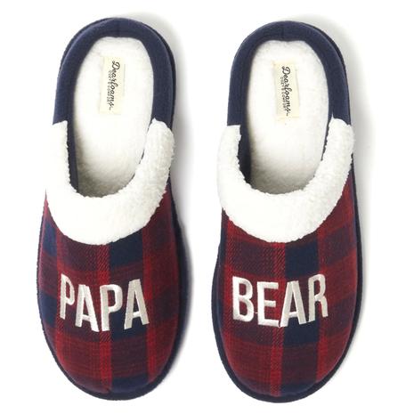 Men's Dearfoams Cozy Papa Bear Plaid Clog Slippers