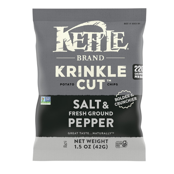 24 Bags Of Kettle Brand Salt & Fresh Ground Pepper Potato Chips