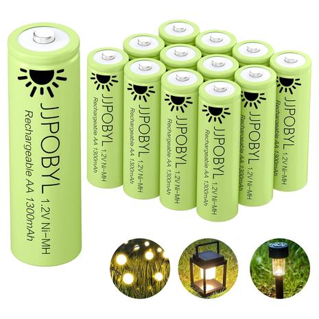 12-Pack Rechargeable AA 1300mAh NiMH Batteries