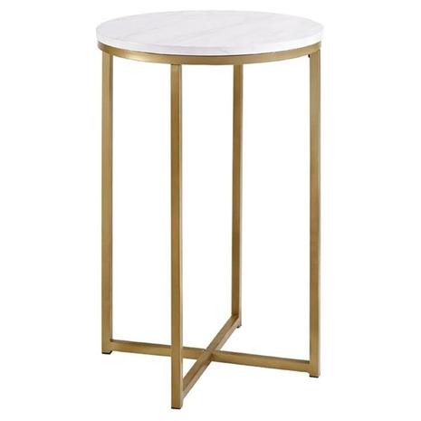 16" Cora Modern Faux Marble Round Accent Table