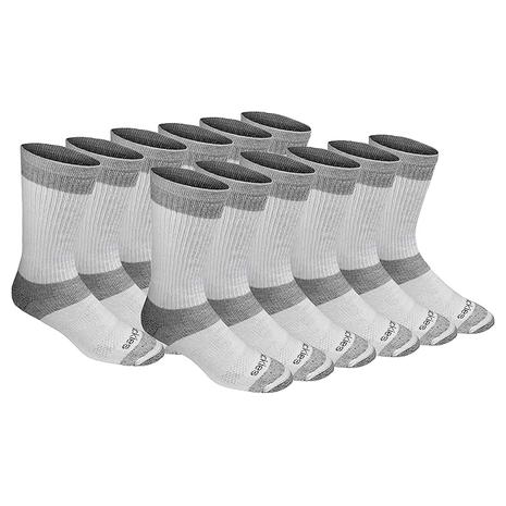 12-Pairs Dickies Men's Dri-tech Moisture Control Max Full Cushion Crew Socks