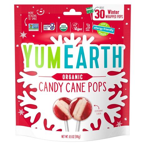 YumEarth Organic Candy Cane Peppermint Lollipops