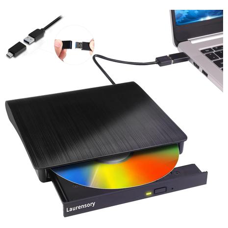 External USB 3.0 DVD Drive Burner w/ Type-C Adapter