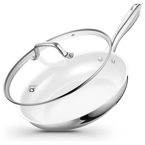 8" Stainless Steel Frying Pan w/ Lid