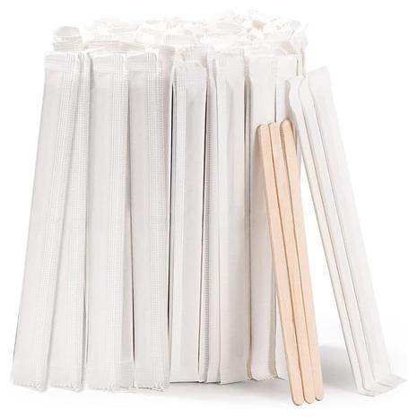 200-Piece Individually Wrapped Wood Coffee Stirrers