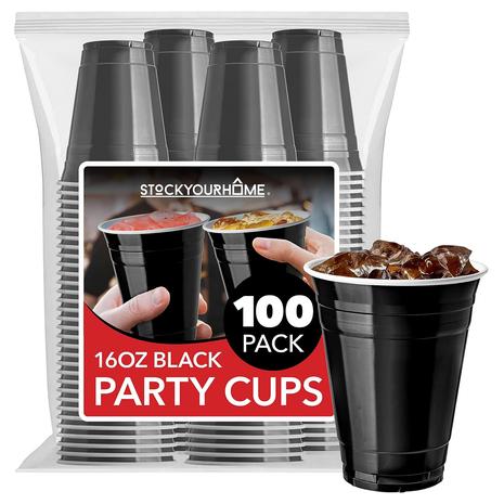 100-Pack 16oz Disposable Plastic Party Cups