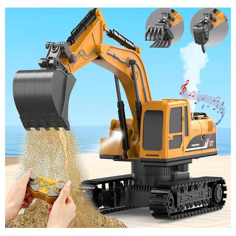 Remote Control Excavator Toy With Lights & Sounds