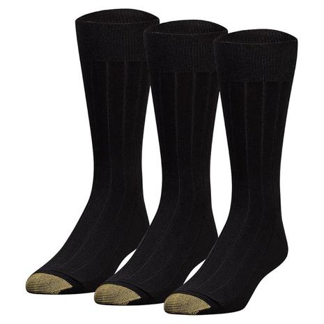 3 Pairs Of Goldtoe Men’s Hampton Black Crew Socks