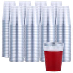 200-Pack 10 Oz Silver Rimmed Clear Plastic Cups