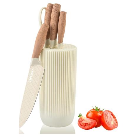 6-Piece Chef Knife Set With Block (4 Colors)