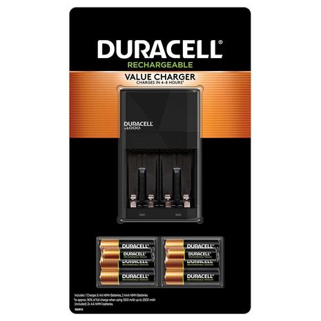 Duracell Ion Speed 1000 Battery Charger with 6 AA & 2 AAA Rechargeable Batteries