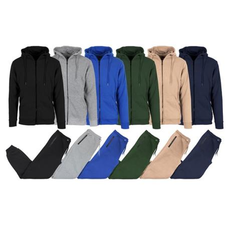 2 Piece Men's Fleece-Lined Full Zip Hoodie & Jogger Set