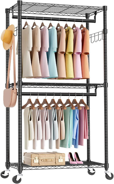 Heavy Duty 3 Tier Rolling Garment Rack