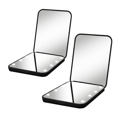 2-Pack Lighted Travel Makeup Mirror