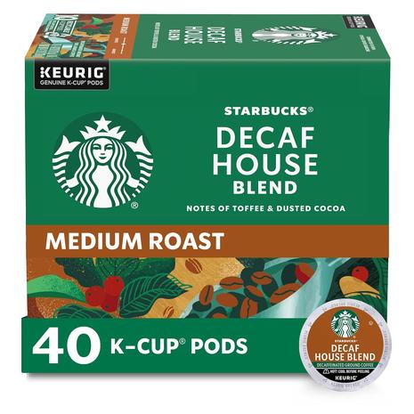 40 Starbucks Decaf House Blend K-Cup Coffee Pods