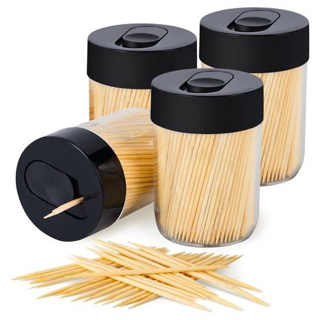 4 Toothpick Holders with 1600 Total Toothpicks