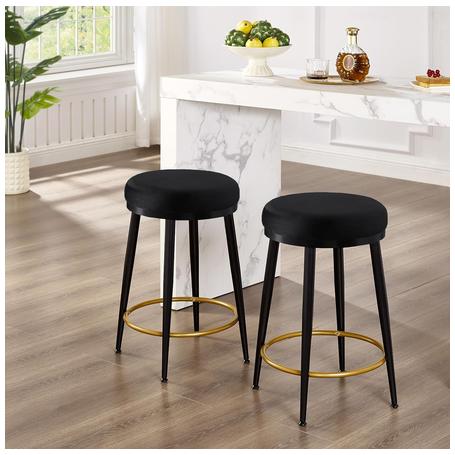 2 Ball & Cast Upholstered Metal Frame Bar Stools