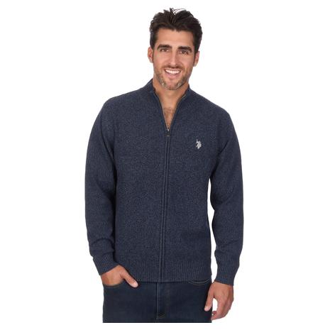 U.S. Polo Assn Men's Texture Block Full Zip Sweater