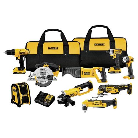 9-Piece Dewalt 20V MAX Power Tool Combo Kit w/ 2 Batteries & Charger