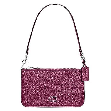 Coach Pouch Crossgrain Leather Bag (Deep Plum)