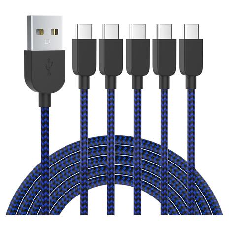 5-Pack Fast Charging USB-A to USB-C Cables