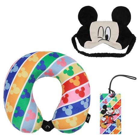 Disney Mickey Mouse Kids Neck Pillow, Eye Mask, and Luggage Tag Travel Set