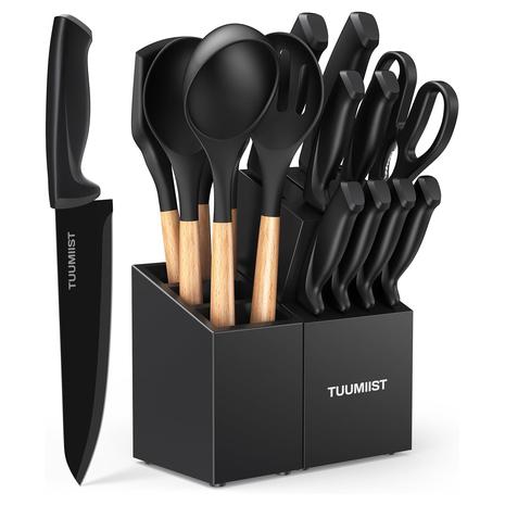 18-Piece Kitchen Knife & Utensils Block Set