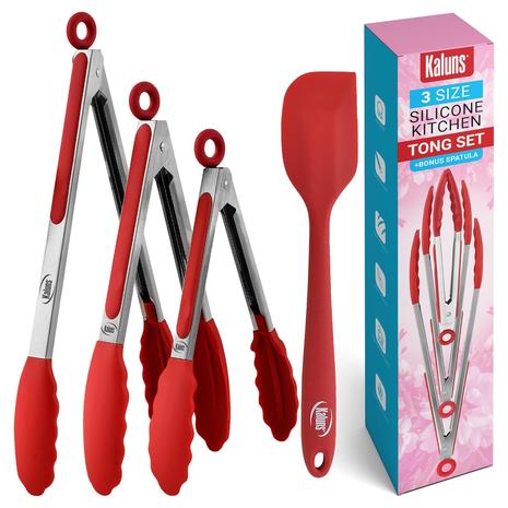 4-Piece Kitchen Silicone Tongs & Spatula