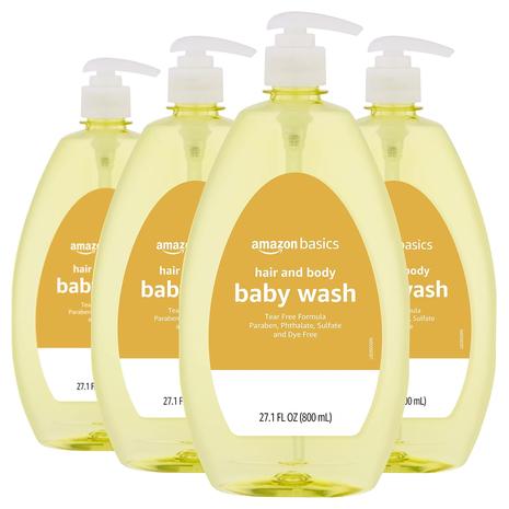 4 Bottles Amazon Basics Tear-Free Baby Hair and Body Wash