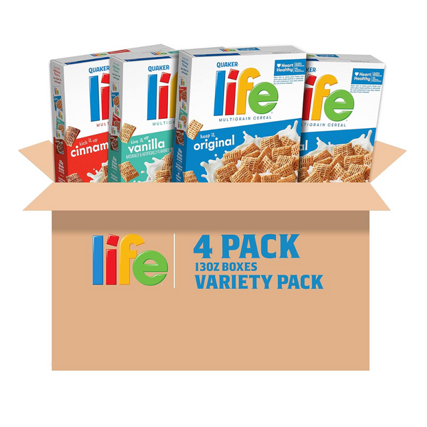 4 Boxes Of Quaker Life Breakfast Cereal