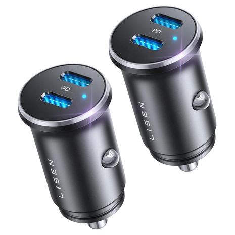 2-Pack Lisen 60W Dual Port USB-C Car Charger