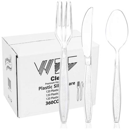 360 Piece Clear Plastic Silverware Set