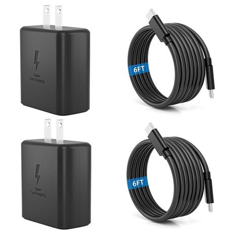 2-Pack 45W Super Fast USB C Charger w/ USB-C Cables