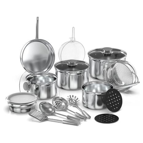 18-Piece Stainless Steel Cookware Set With Lids & Accessories