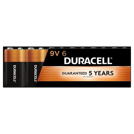 6 Duracell Coppertop 9V Batteries