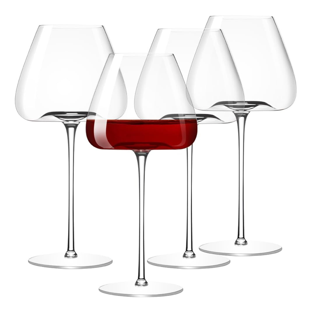 4 Red and White Wine Glasses