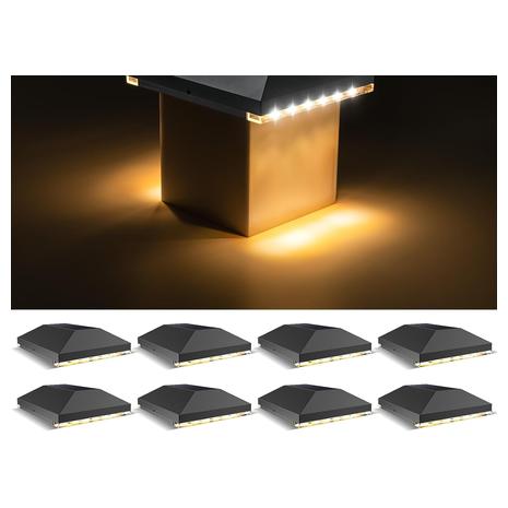 8-Pack Solar Fence Outdoor Post Cap Light