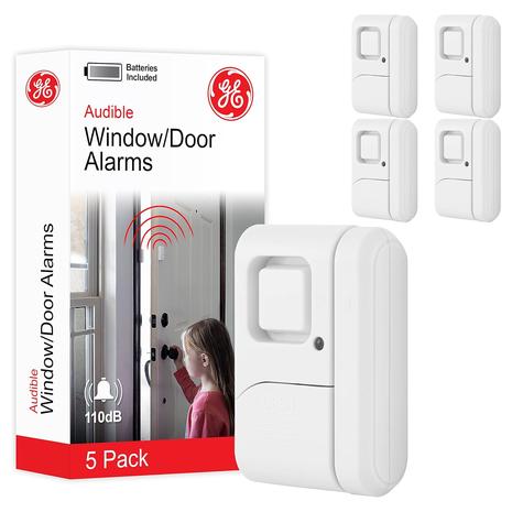 5-Pack GE Personal Security Window & Door Alarm