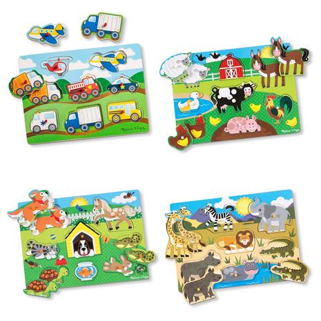 4-Pack Melissa & Doug Wooden Peg Puzzles